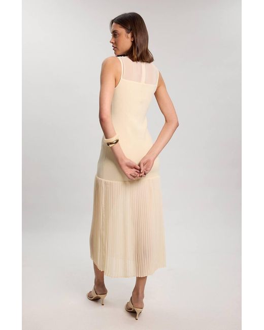 Karen Millen White Figure Form Woven Bandage Mix Dress