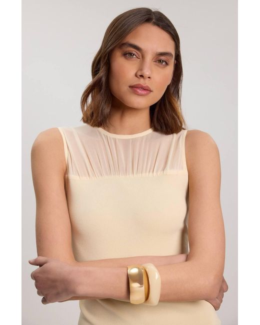 Karen Millen White Figure Form Woven Bandage Mix Dress