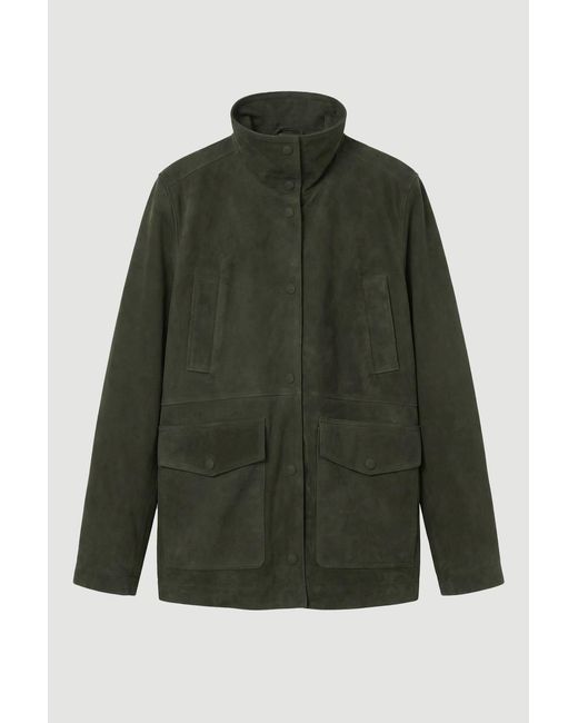 Karen Millen Green Suede High Collar Pocket Jacket