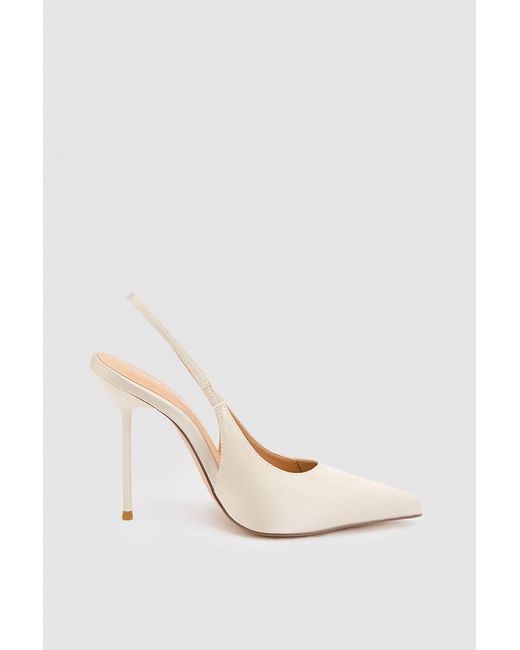 Karen Millen White Satin Slingback Heeled Shoe