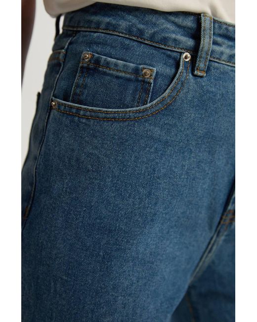 Karen Millen Blue Rigid Denim High Rise Straight Leg Jeans