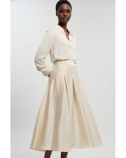 Karen Millen Natural Hammered Satin Woven Maxi Skirt