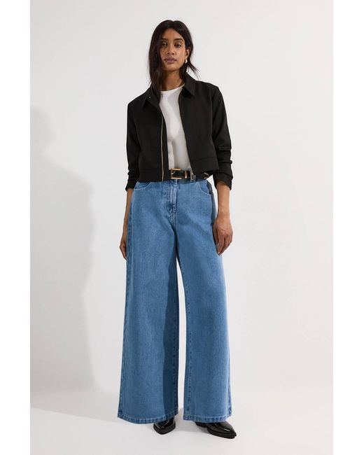 Karen Millen Blue Denim Soft Wash Relaxed Straight Leg Jeans