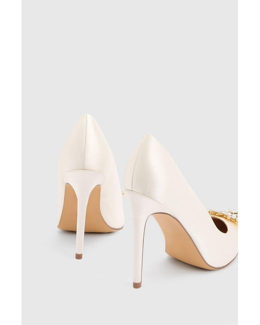 Karen Millen White Satin Stiletto Embellished Heeled Shoe