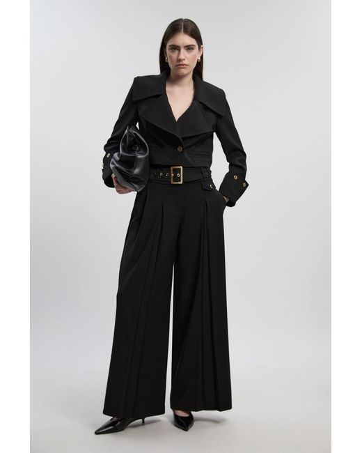 Karen Millen Black Polished Tailored Button Detail Jacket