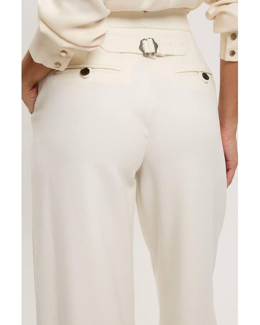 Karen Millen Natural Petite Compact Stretch Straight Leg Tailored Trousers