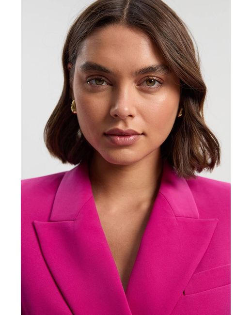 Karen Millen Pink Polished Tailored Double Breasted Blazer Mini Dress