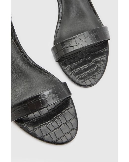 Karen Millen Multicolor Leather Croc Print Strappy Heeled Sandal