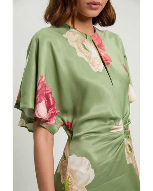 Karen Millen Multicolor Floral Print Viscose Satin Crepe Woven Maxi Dress