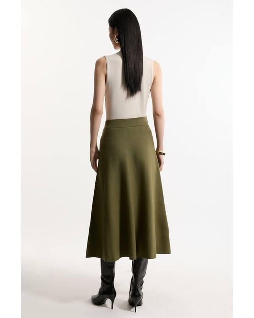 Karen Millen Green Viscose Blend Milano Knit Full Midi Skirt