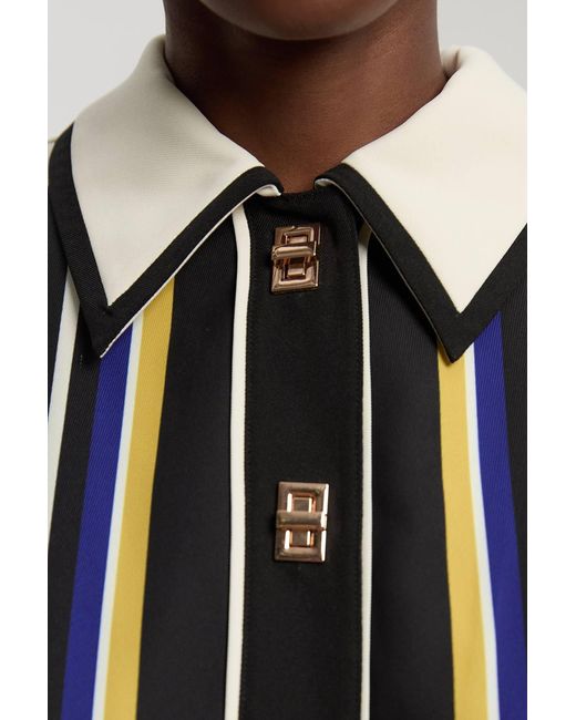 Karen Millen White Contrast Stripe Twill Woven Maxi Shirt Dress