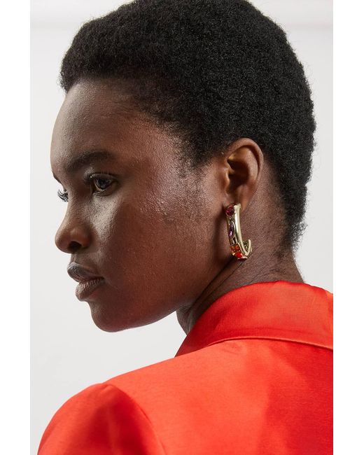 Karen Millen Metallic Crystal Hoop Statement Earrings