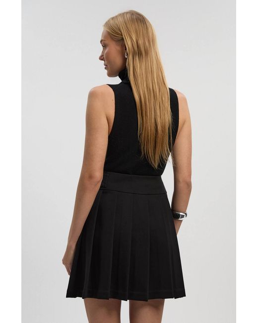 Karen Millen Black Ponte Pleat Wrap Mini Skirt