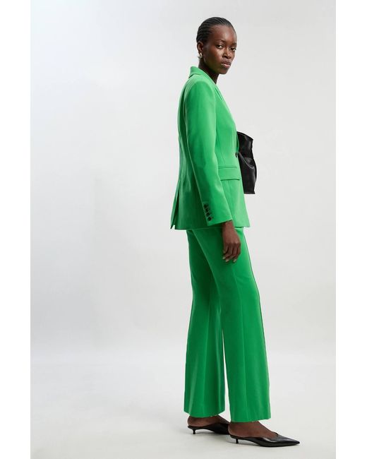 Karen Millen Green Compact Stretch Bootcut Tailored Trouser