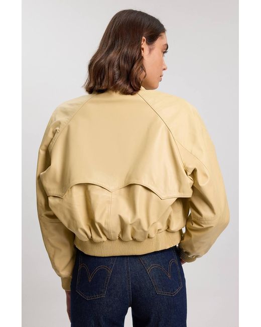Karen Millen Natural Leather Bomber Jacket