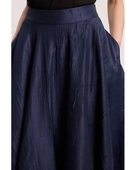 Karen Millen Blue Textured Tailored Twill Full Skirt