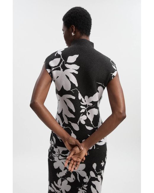 Karen Millen Gray Jacquard Floral Knitted Top
