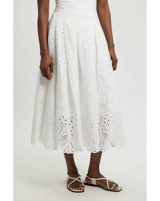 Karen Millen Natural Cotton Broderie Maxi Skirt