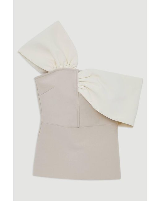 Karen Millen Brown Figure Form Bandage Knit Asymmetric Strap Top
