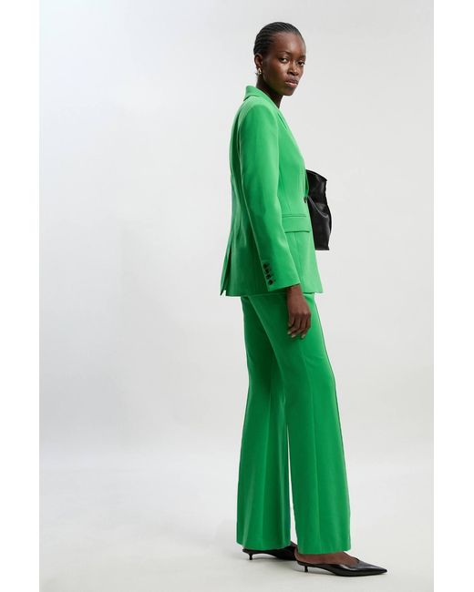 Karen Millen Green Compact Stretch Bootcut Tailored Trouser