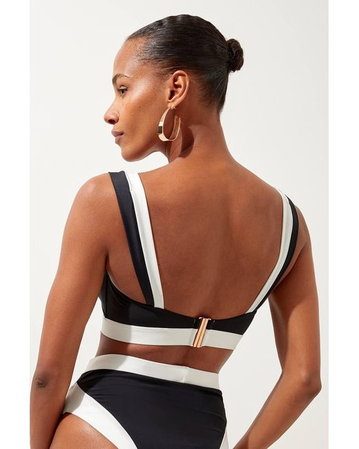 Karen Millen Black Trim Detail Detachable Strap Bikini Top