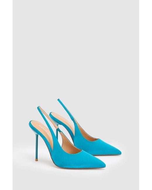 Karen Millen Blue Satin Slingback Heeled Shoe