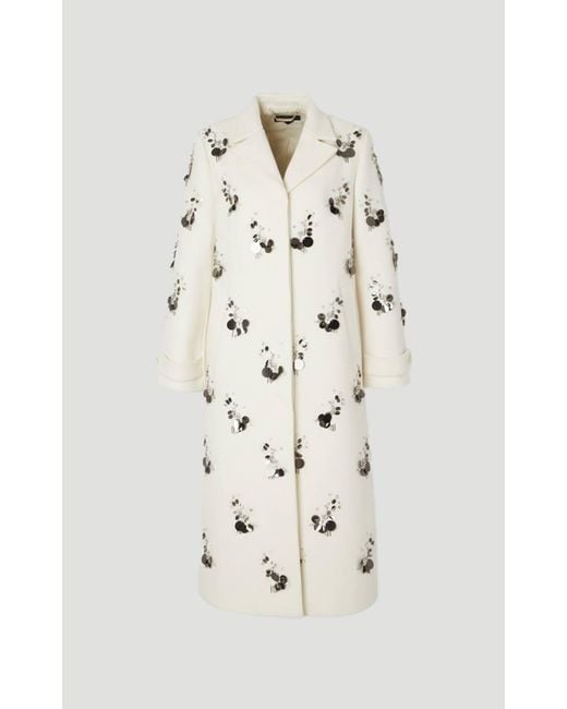 Karen Millen Natural Wool Embellished Single Breasted Tailored Coat