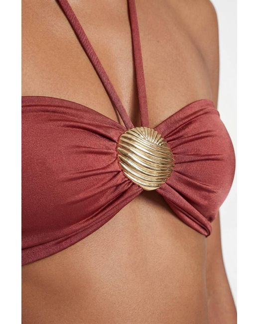 Karen Millen Multicolor Metallic Bikini Top With Hardware Detail