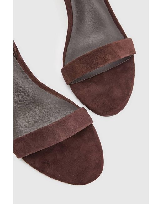 Karen Millen Brown Leather Strappy Metallic Heeled Sandal