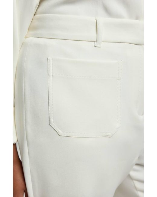Karen Millen White Plus Size Compact Stretch Pocket Straight Leg Trousers