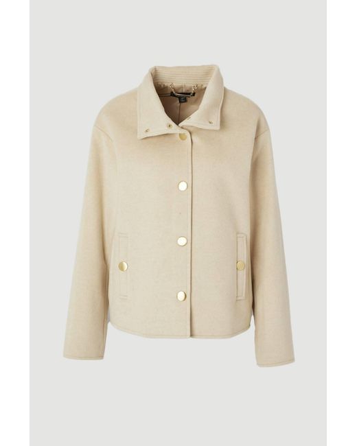 Karen Millen Natural Brushed Wool Funnel Neck Tailored Short Coat