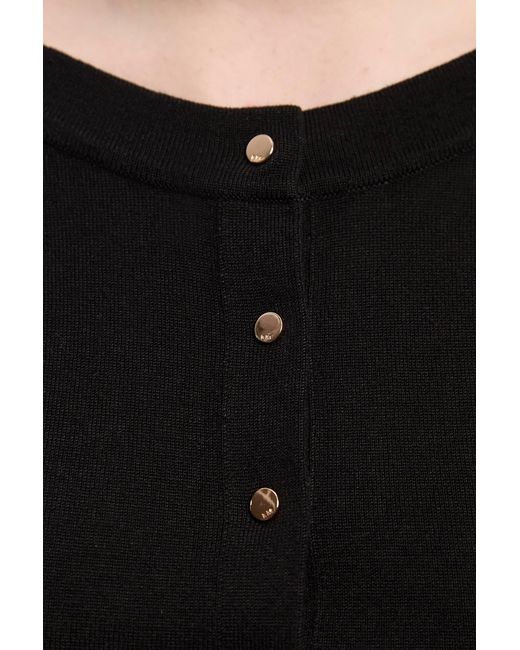 Karen Millen Black Viscose Blend Knitted Short Sleeve Cardigan Sweater