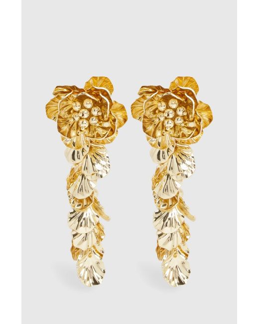 Karen Millen Black Textured Flower Drop Earrings