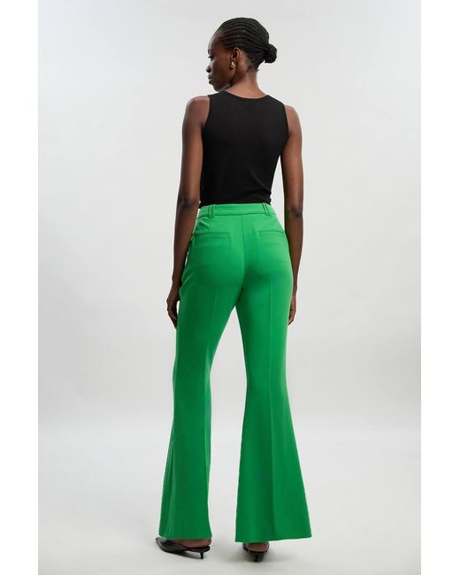 Karen Millen Green Compact Stretch Bootcut Tailored Trouser