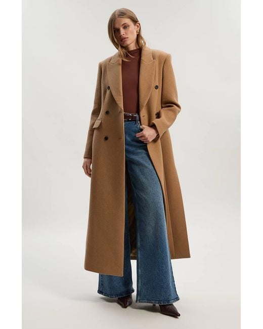 Karen Millen Blue Wool Double Breasted Tailored Maxi Coat