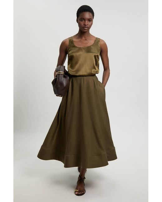 Karen Millen Green Viscose Linen Woven Prom Skirt