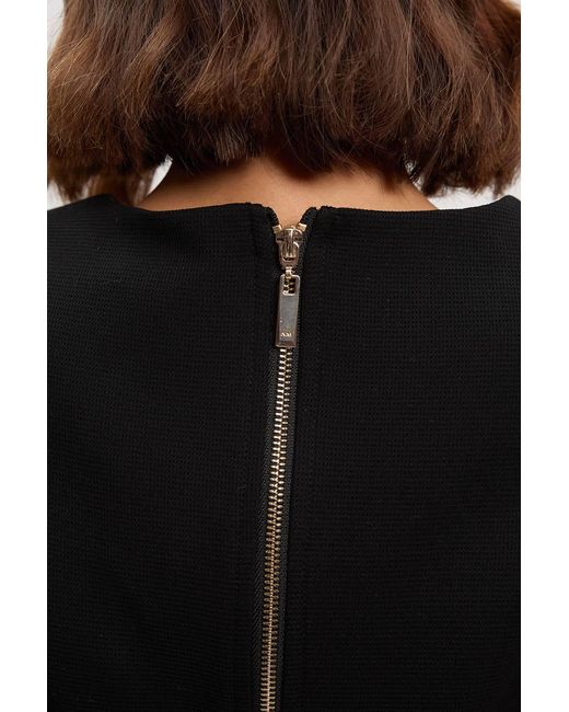 Karen Millen Black Textured Compact Stretch Tailored Belted Mini Dress
