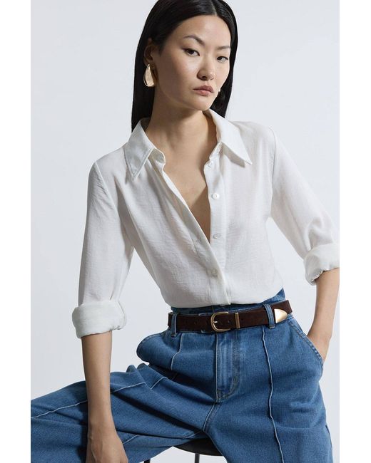 Karen Millen White Classic Suede Belt