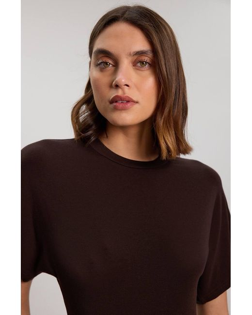 Karen Millen Brown Wool Blend Jersey T Shirt