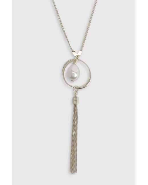 Karen Millen Brown Modern Pearl Pendant Necklace