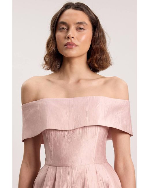 Karen Millen Pink Petite Textured Tailored Twill Bandeau Midi Dress