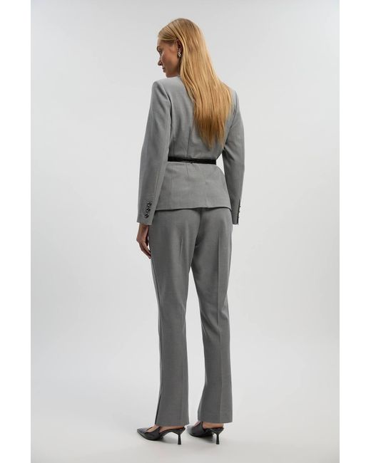 Karen Millen Gray Tailored Marl Slim Leg Trouser