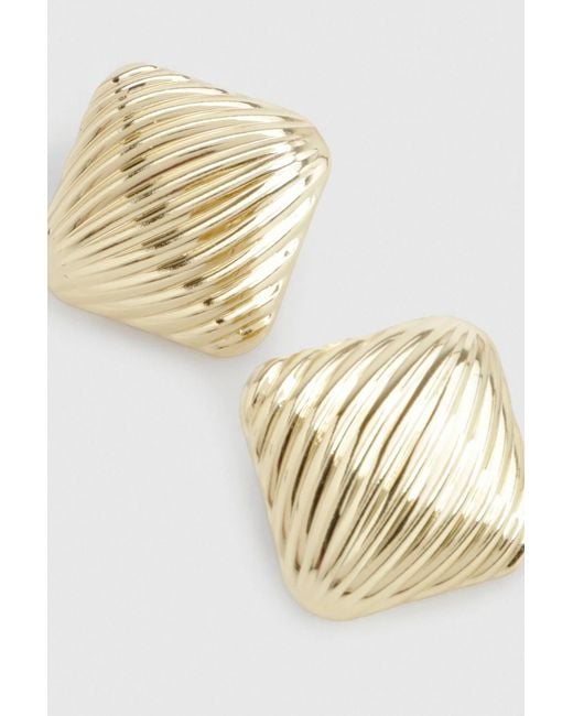 Karen Millen Natural Quilted Square Stud Earrings
