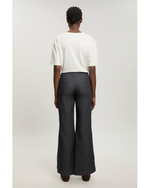 Karen Millen Blue Petite Tailored Denim Straight Leg Trouser