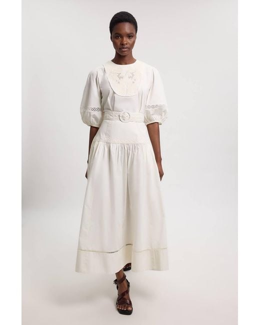Karen Millen Natural Poplin Belted Midi Dress