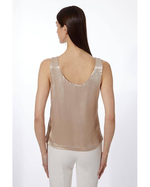 Karen Millen Natural Forever Premium Viscose Satin Woven Cami Top