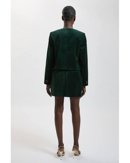 Karen Millen Black Tailored Velvet Mini Skirt