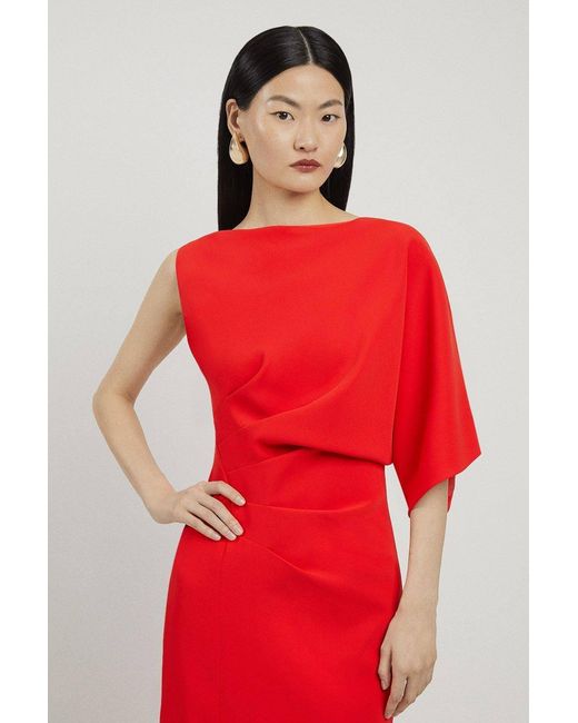 Karen Millen Orange Fluid Tailored Asymmetric Sleeve Maxi Dress