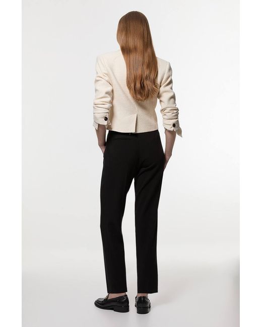 Karen Millen White Compact Stretch Essential Tailored High Waist Slim Leg Trouser