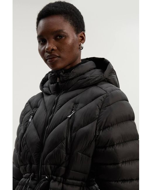 Karen Millen Black Petite Lightweight Knee Length Packable Coat